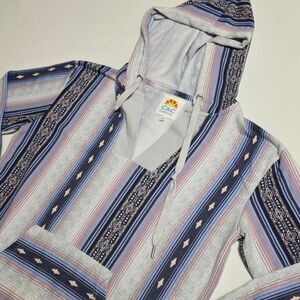 C&C California Boho Striped Baja Hoodie Kangaroo Pocket size small